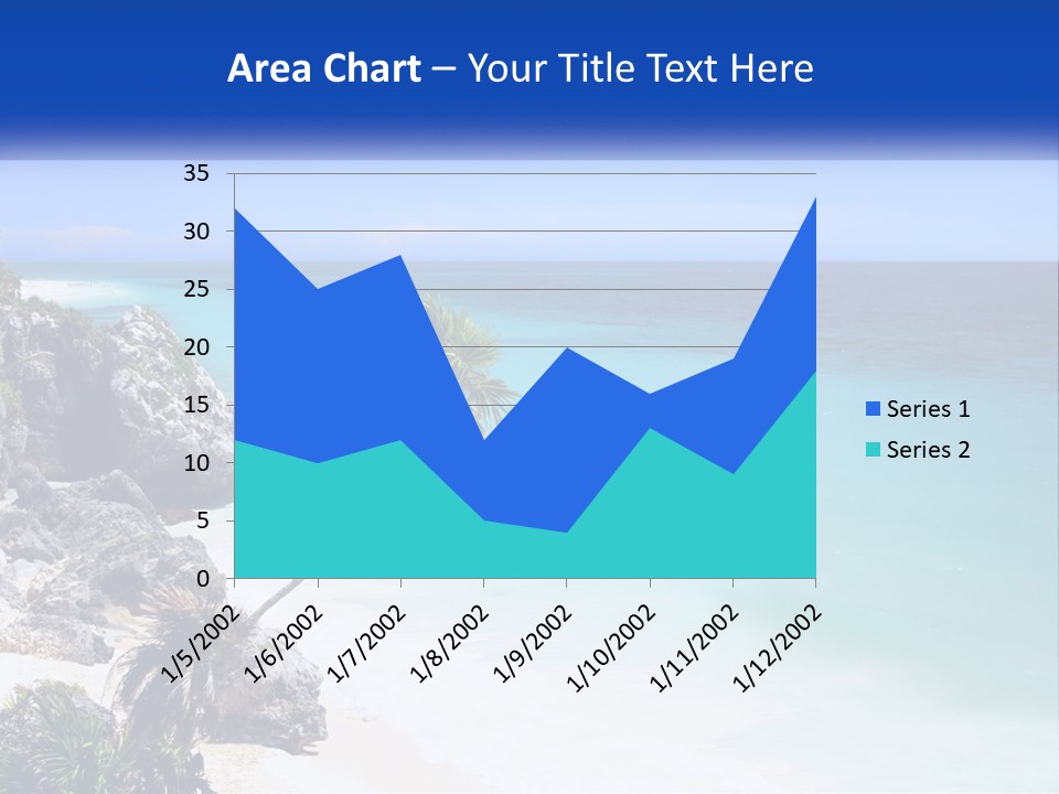 A Beach With A Palm Tree In The Middle Of It PowerPoint Template