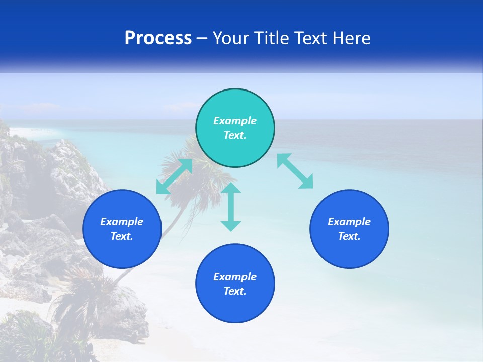 A Beach With A Palm Tree In The Middle Of It PowerPoint Template
