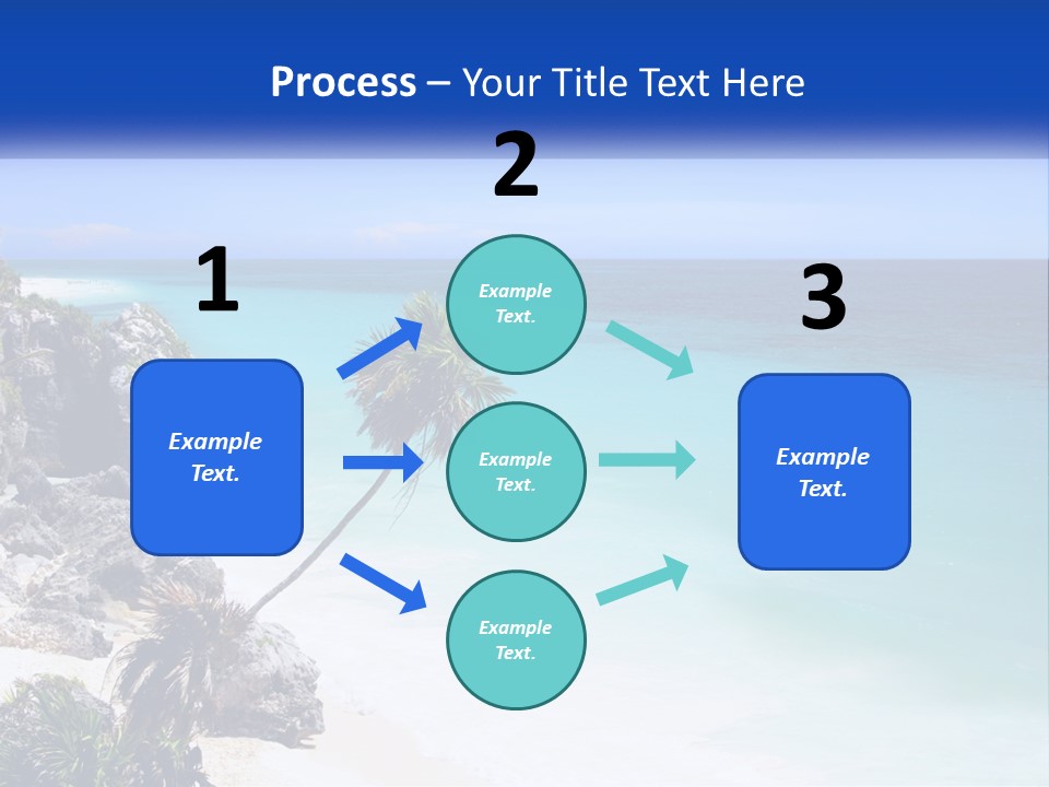 A Beach With A Palm Tree In The Middle Of It PowerPoint Template