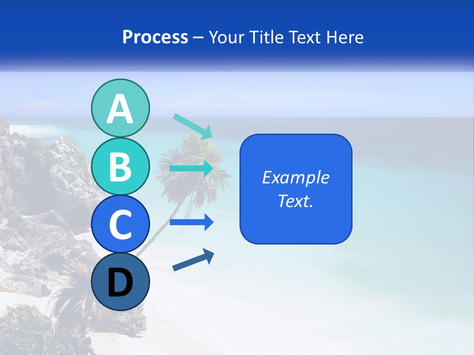 A Beach With A Palm Tree In The Middle Of It PowerPoint Template