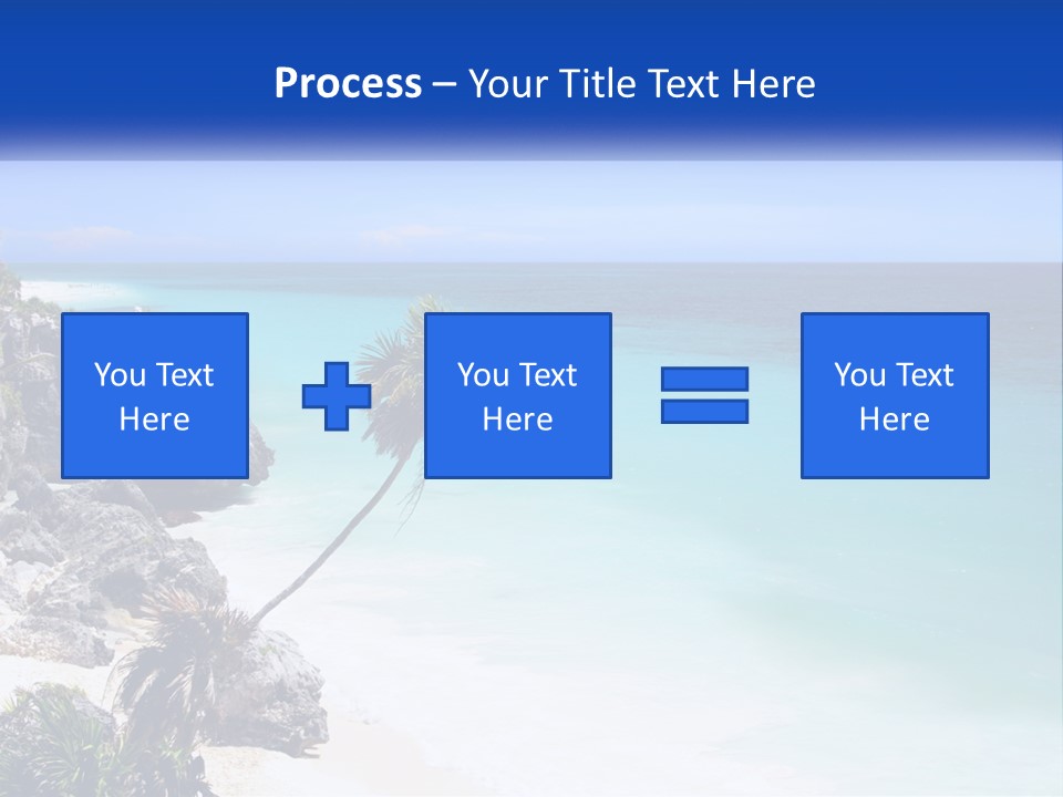 A Beach With A Palm Tree In The Middle Of It PowerPoint Template