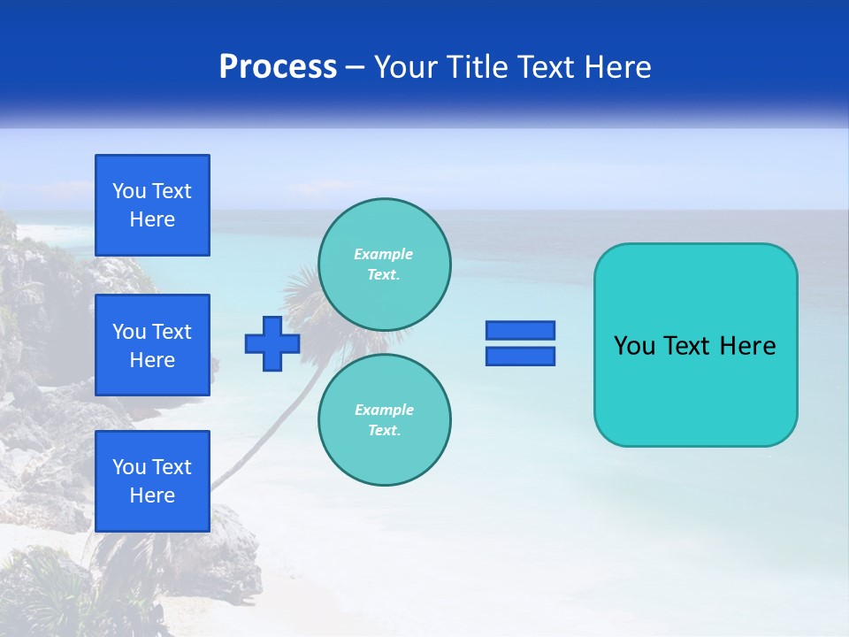 A Beach With A Palm Tree In The Middle Of It PowerPoint Template