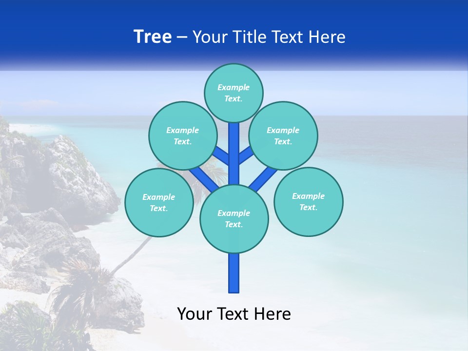 A Beach With A Palm Tree In The Middle Of It PowerPoint Template