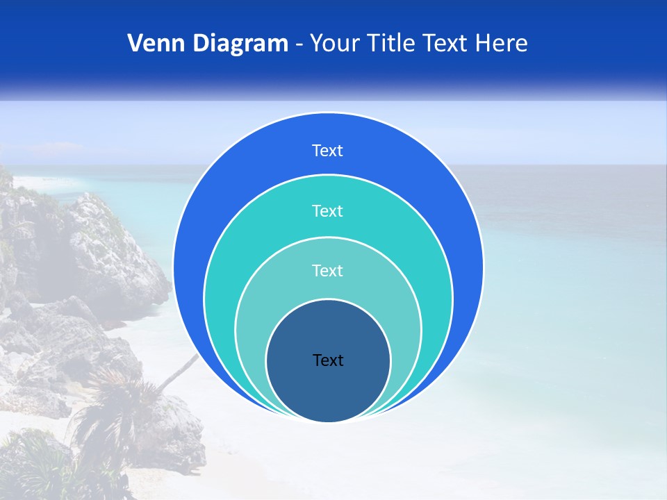 A Beach With A Palm Tree In The Middle Of It PowerPoint Template