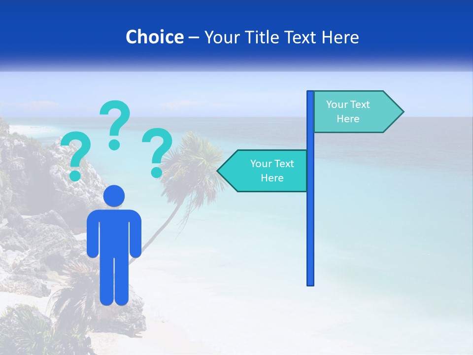 A Beach With A Palm Tree In The Middle Of It PowerPoint Template