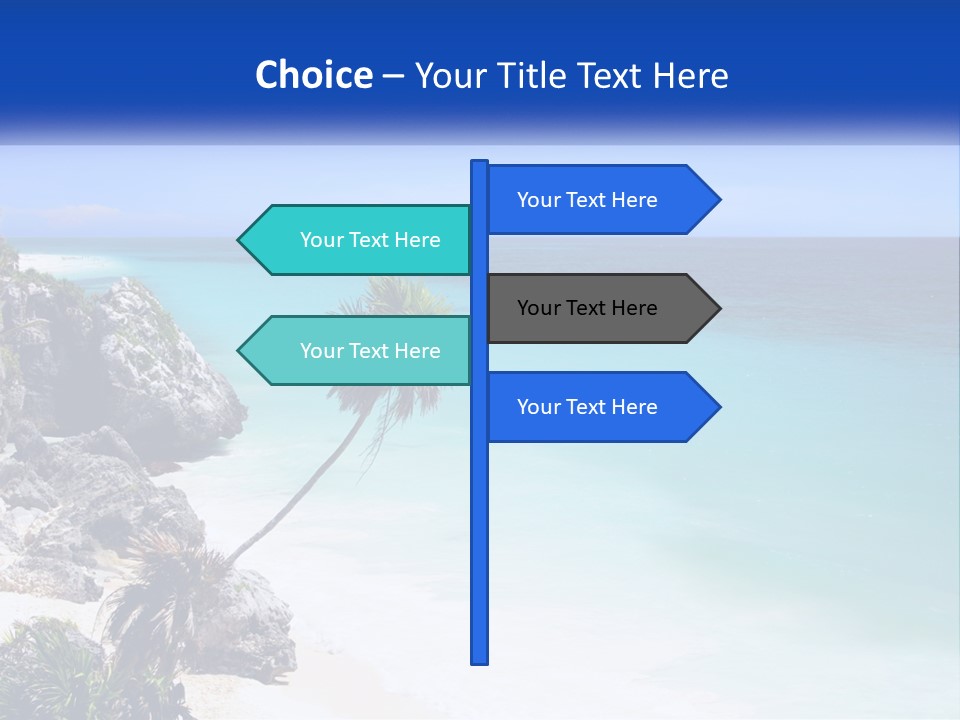 A Beach With A Palm Tree In The Middle Of It PowerPoint Template