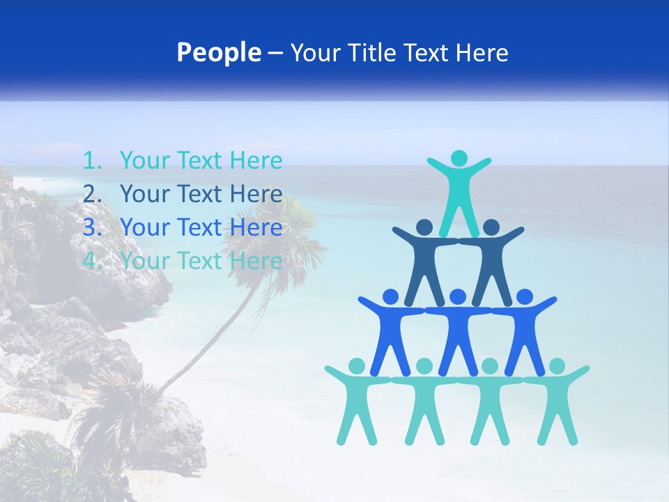 A Beach With A Palm Tree In The Middle Of It PowerPoint Template