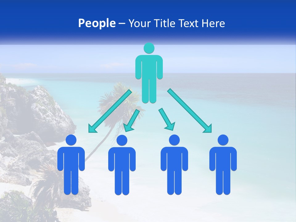 A Beach With A Palm Tree In The Middle Of It PowerPoint Template