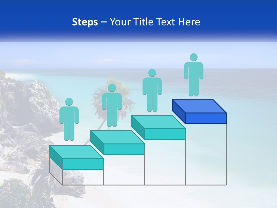 A Beach With A Palm Tree In The Middle Of It PowerPoint Template