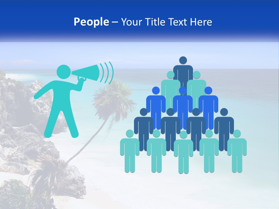 A Beach With A Palm Tree In The Middle Of It PowerPoint Template