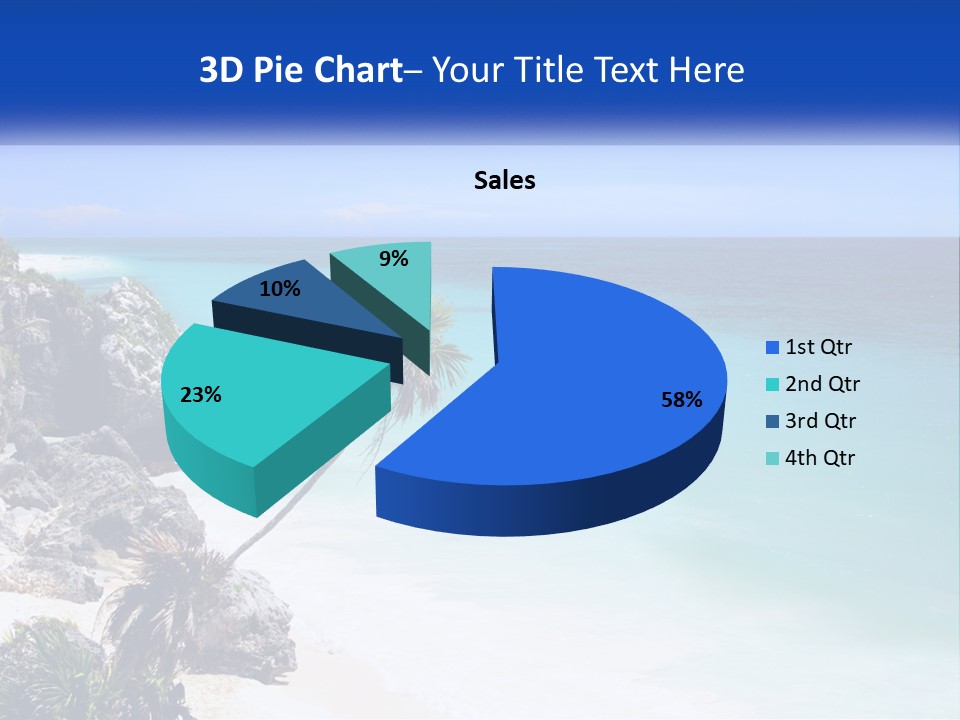 A Beach With A Palm Tree In The Middle Of It PowerPoint Template