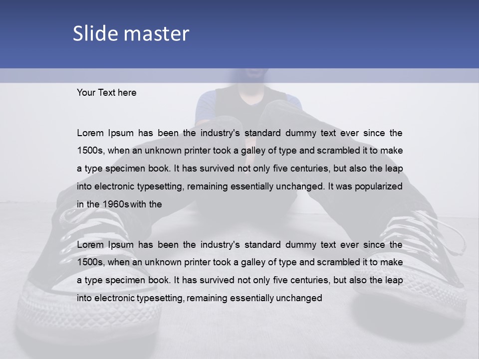 A Man Sitting On The Floor With His Feet Up PowerPoint Template