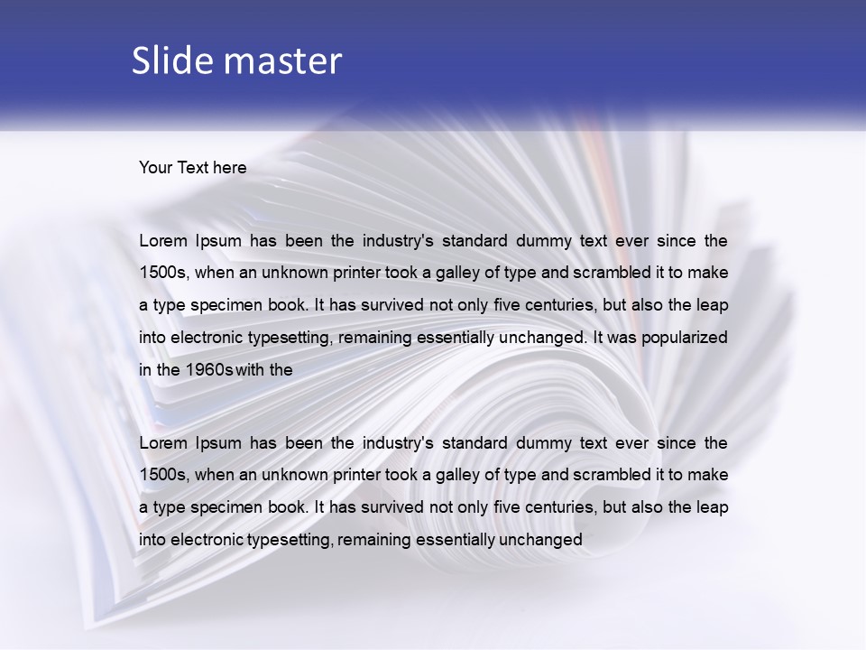 A Stack Of Magazines With A White Background PowerPoint Template