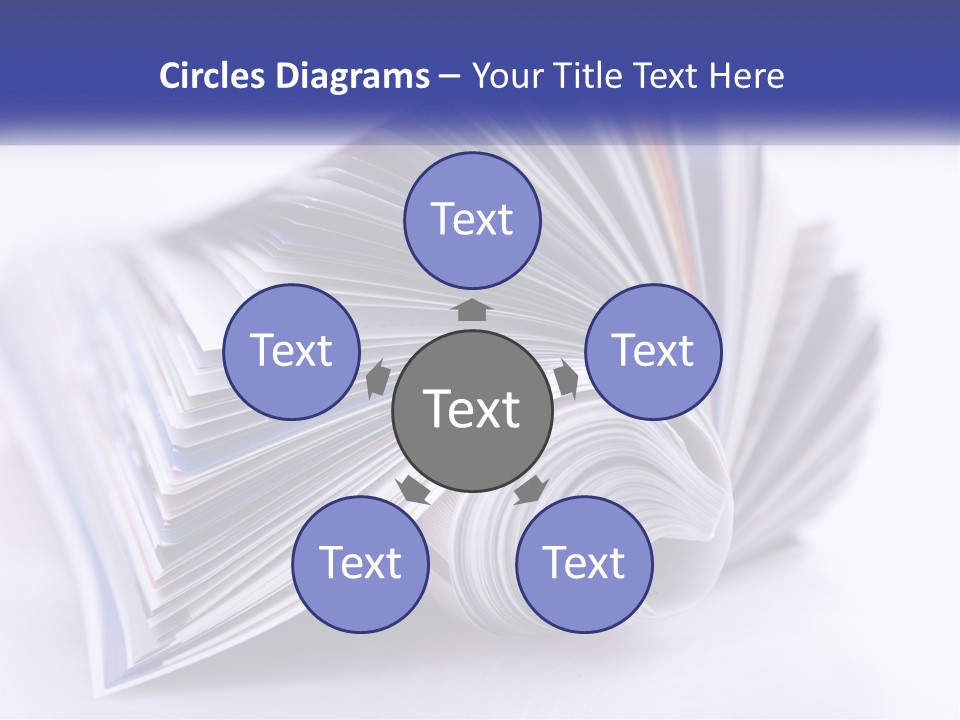 A Stack Of Magazines With A White Background PowerPoint Template