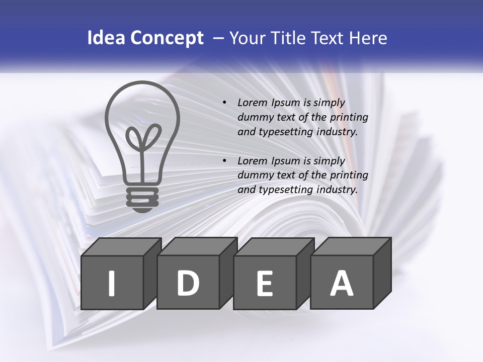 A Stack Of Magazines With A White Background PowerPoint Template