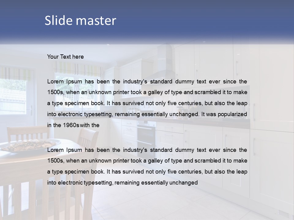 A Kitchen With A Table And Chairs In It PowerPoint Template