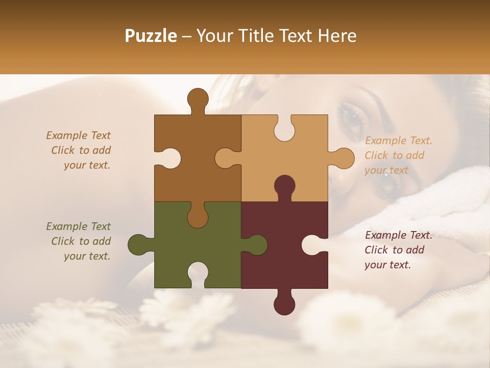 A Beautiful Woman Laying On Top Of A Bed Covered In Flowers PowerPoint Template