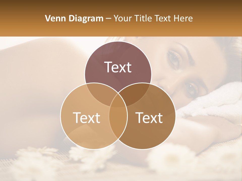 A Beautiful Woman Laying On Top Of A Bed Covered In Flowers PowerPoint Template