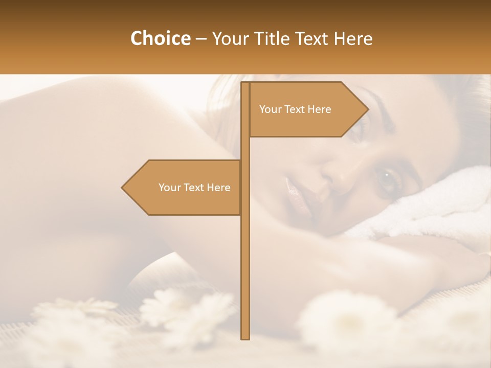 A Beautiful Woman Laying On Top Of A Bed Covered In Flowers PowerPoint Template