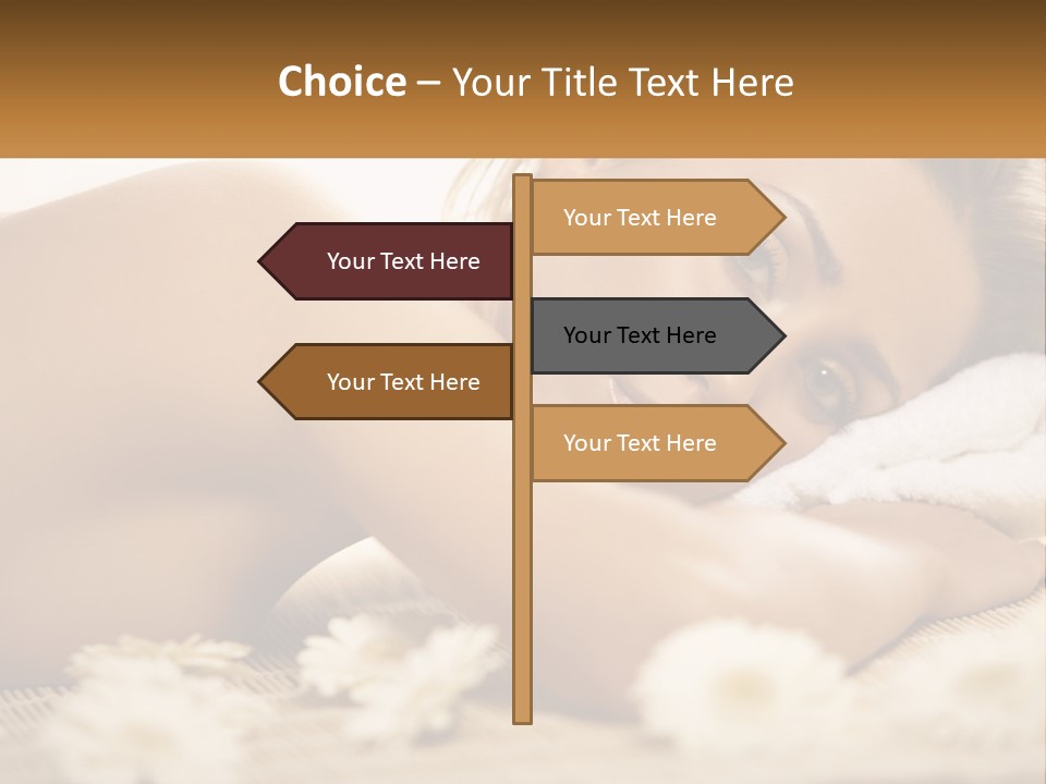 A Beautiful Woman Laying On Top Of A Bed Covered In Flowers PowerPoint Template