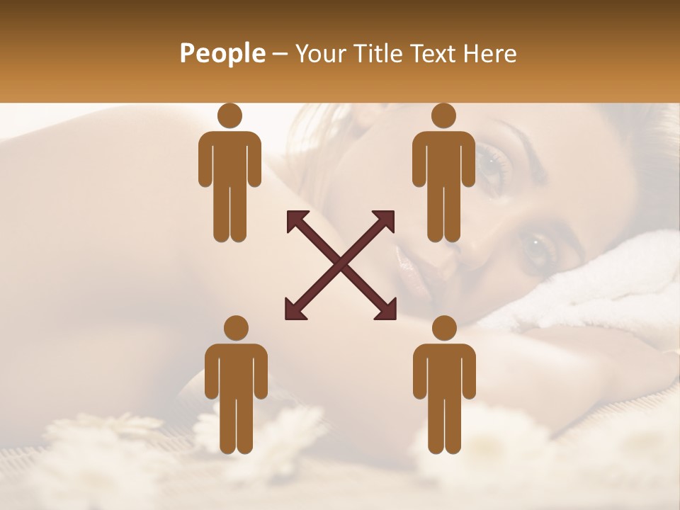 A Beautiful Woman Laying On Top Of A Bed Covered In Flowers PowerPoint Template