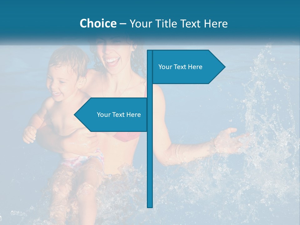 A Woman Holding A Child In A Swimming Pool PowerPoint Template