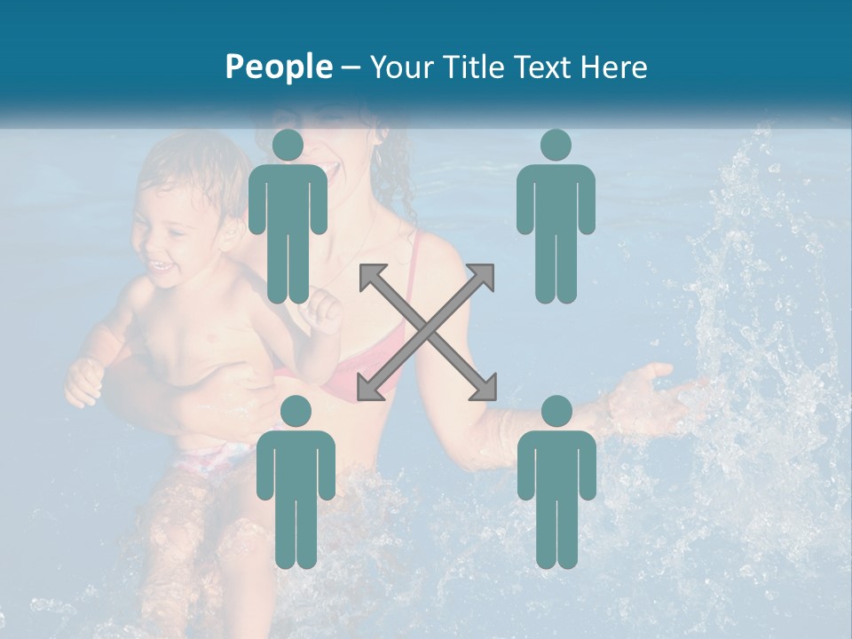 A Woman Holding A Child In A Swimming Pool PowerPoint Template