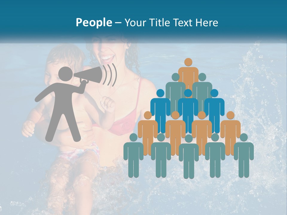 A Woman Holding A Child In A Swimming Pool PowerPoint Template
