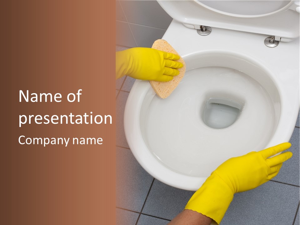 A Person Cleaning A Toilet With A Sponge PowerPoint Template