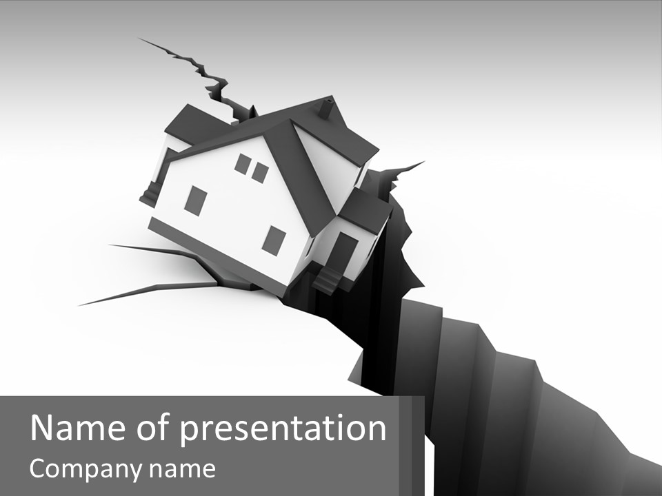 A House On Top Of A Cliff With A Crack In It PowerPoint Template