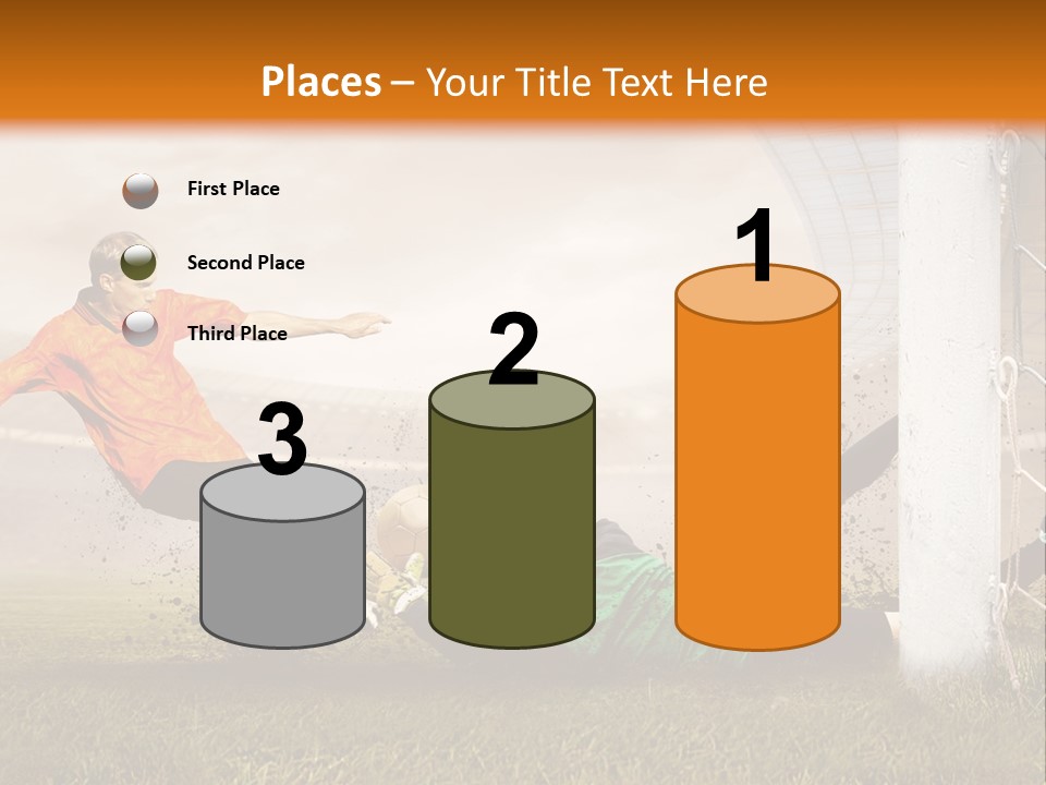 A Soccer Player Is Kicking The Ball Towards The Goal PowerPoint Template