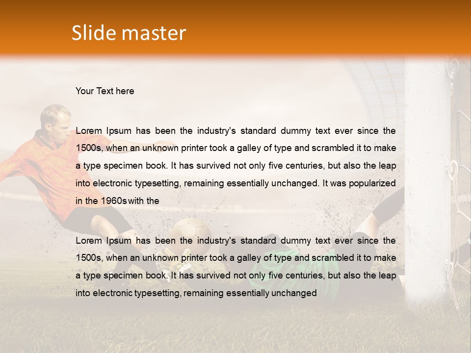 A Soccer Player Is Kicking The Ball Towards The Goal PowerPoint Template