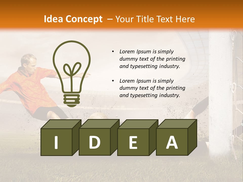 A Soccer Player Is Kicking The Ball Towards The Goal PowerPoint Template