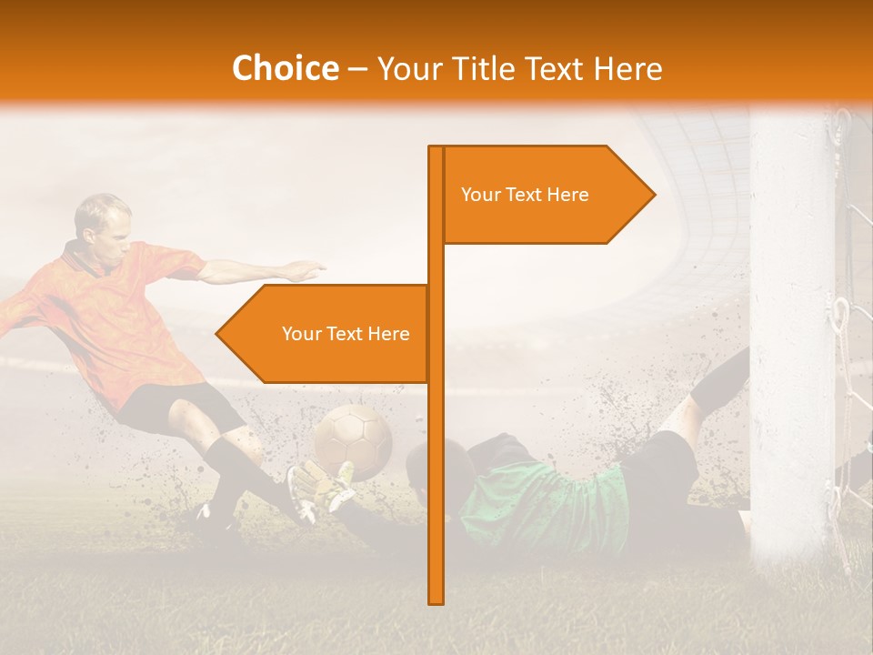 A Soccer Player Is Kicking The Ball Towards The Goal PowerPoint Template