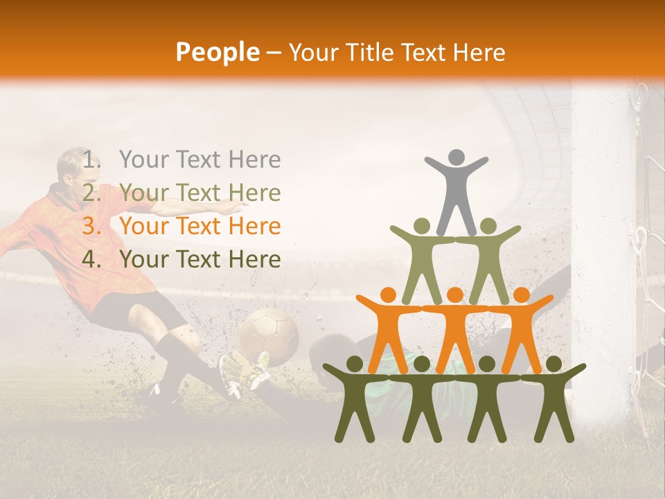 A Soccer Player Is Kicking The Ball Towards The Goal PowerPoint Template