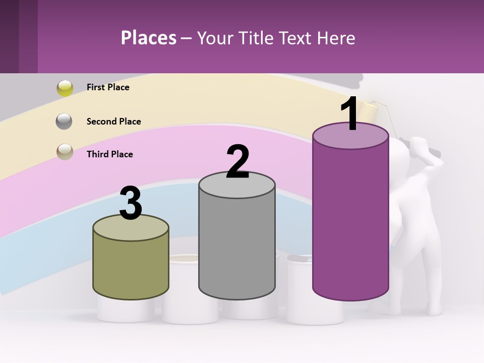 A Person Painting A Rainbow Colored Wall With Paint Rollers PowerPoint Template