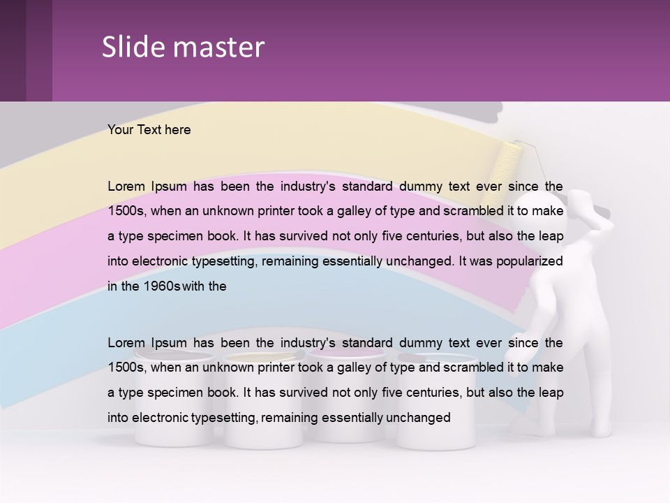 A Person Painting A Rainbow Colored Wall With Paint Rollers PowerPoint Template