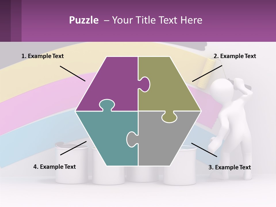 A Person Painting A Rainbow Colored Wall With Paint Rollers PowerPoint Template