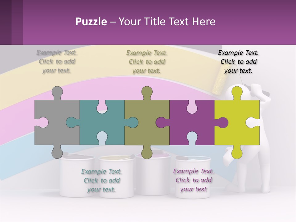 A Person Painting A Rainbow Colored Wall With Paint Rollers PowerPoint Template