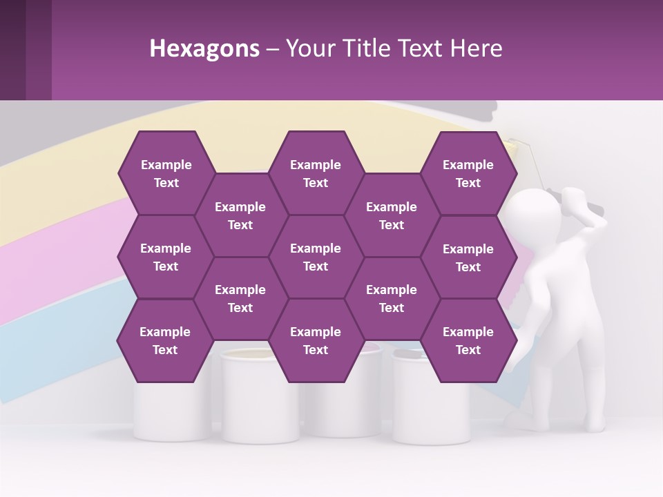 A Person Painting A Rainbow Colored Wall With Paint Rollers PowerPoint Template