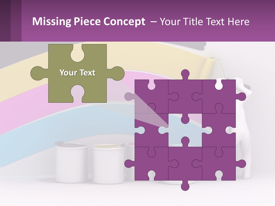 A Person Painting A Rainbow Colored Wall With Paint Rollers PowerPoint Template