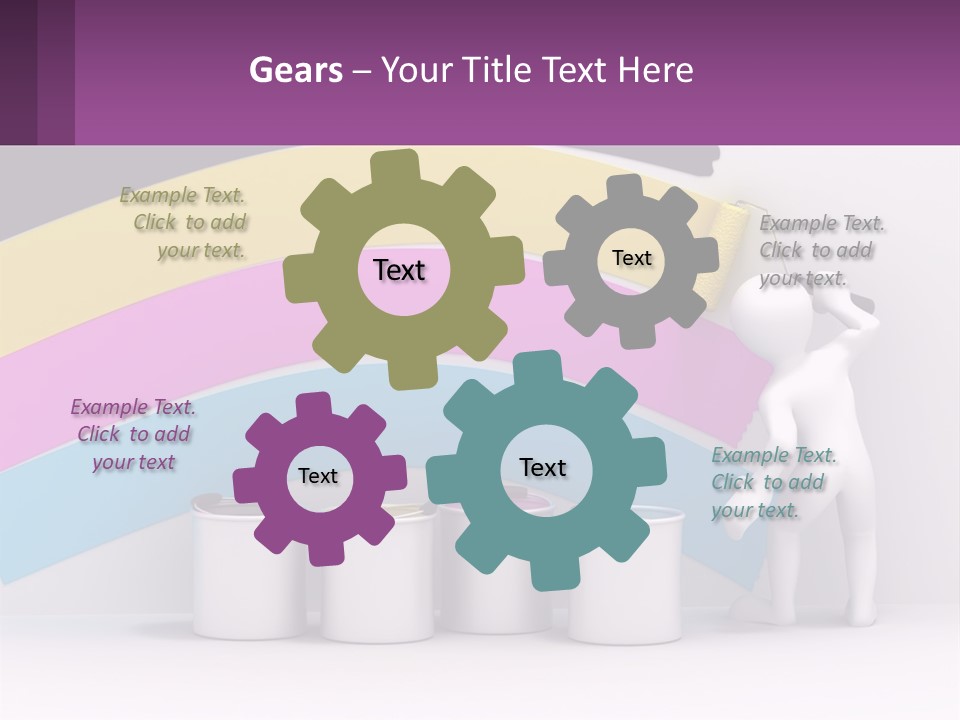 A Person Painting A Rainbow Colored Wall With Paint Rollers PowerPoint Template