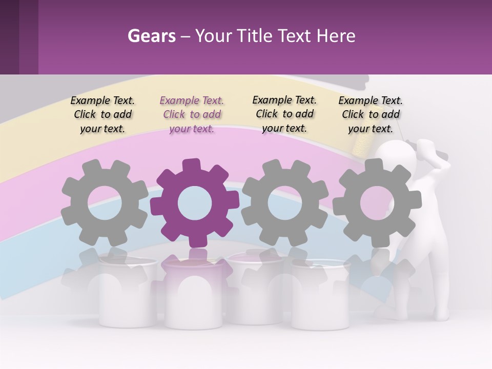 A Person Painting A Rainbow Colored Wall With Paint Rollers PowerPoint Template