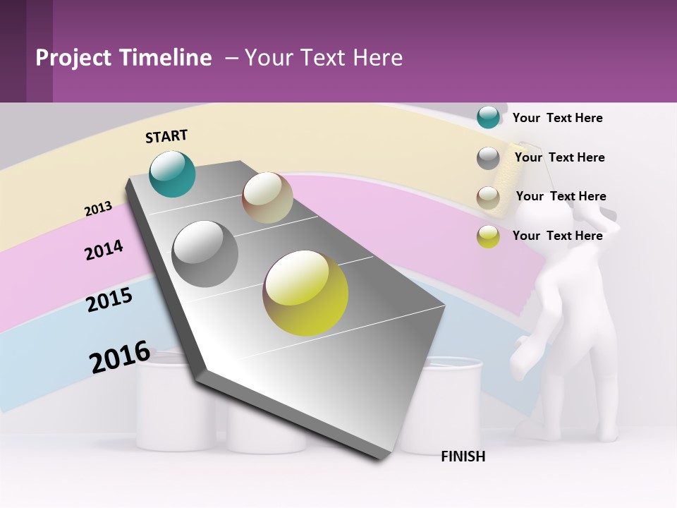 A Person Painting A Rainbow Colored Wall With Paint Rollers PowerPoint Template