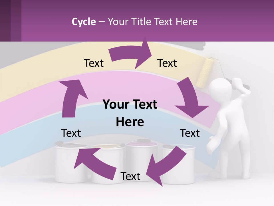 A Person Painting A Rainbow Colored Wall With Paint Rollers PowerPoint Template
