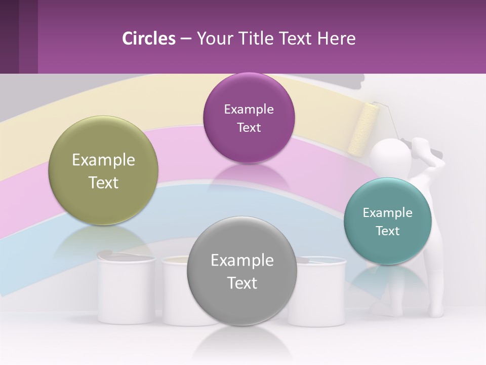 A Person Painting A Rainbow Colored Wall With Paint Rollers PowerPoint Template