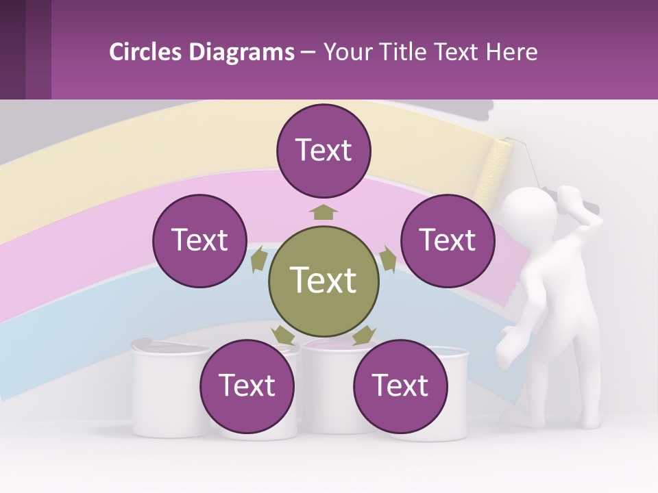 A Person Painting A Rainbow Colored Wall With Paint Rollers PowerPoint Template