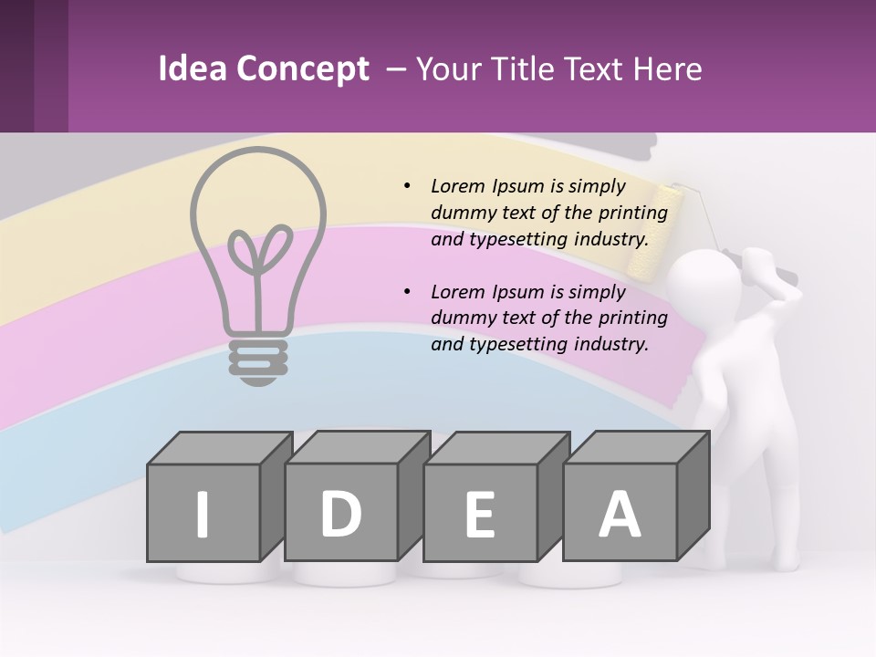 A Person Painting A Rainbow Colored Wall With Paint Rollers PowerPoint Template