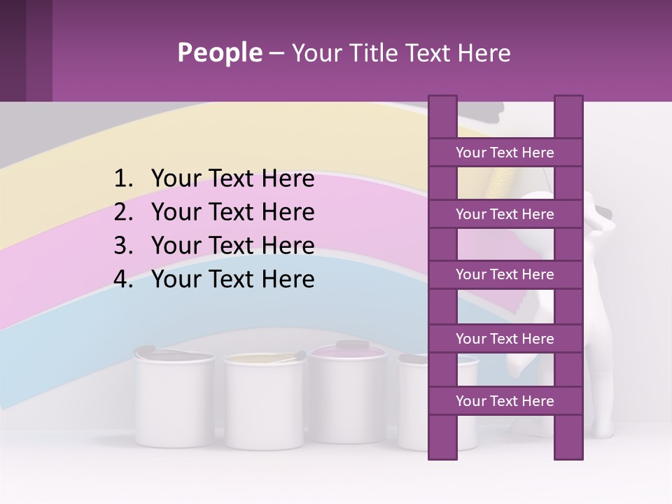 A Person Painting A Rainbow Colored Wall With Paint Rollers PowerPoint Template