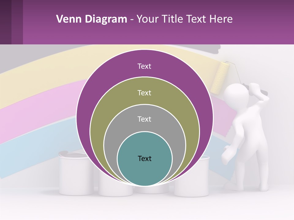 A Person Painting A Rainbow Colored Wall With Paint Rollers PowerPoint Template